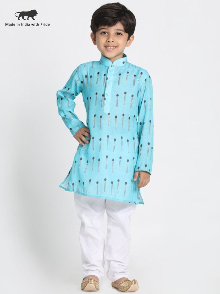 Cotton Blend Digital Printed Kurta Pyjama Set for Boys - JBN Creation