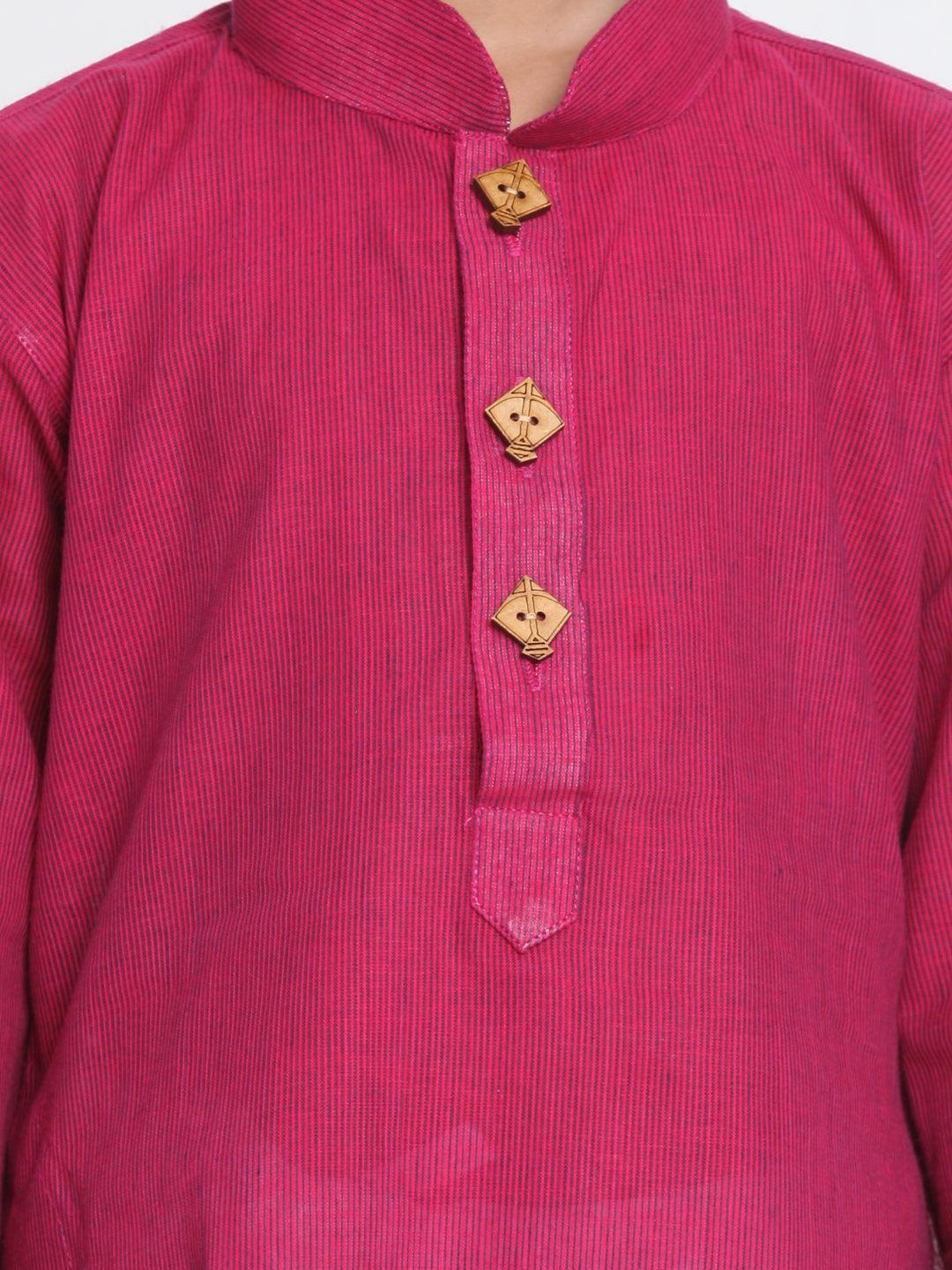 Boy's Purple and White Pure Cotton Kurta Pyjama Set & Girl's Handloom Cotton Kurta And Straight Pant Set - Vastramay - Indiakreations