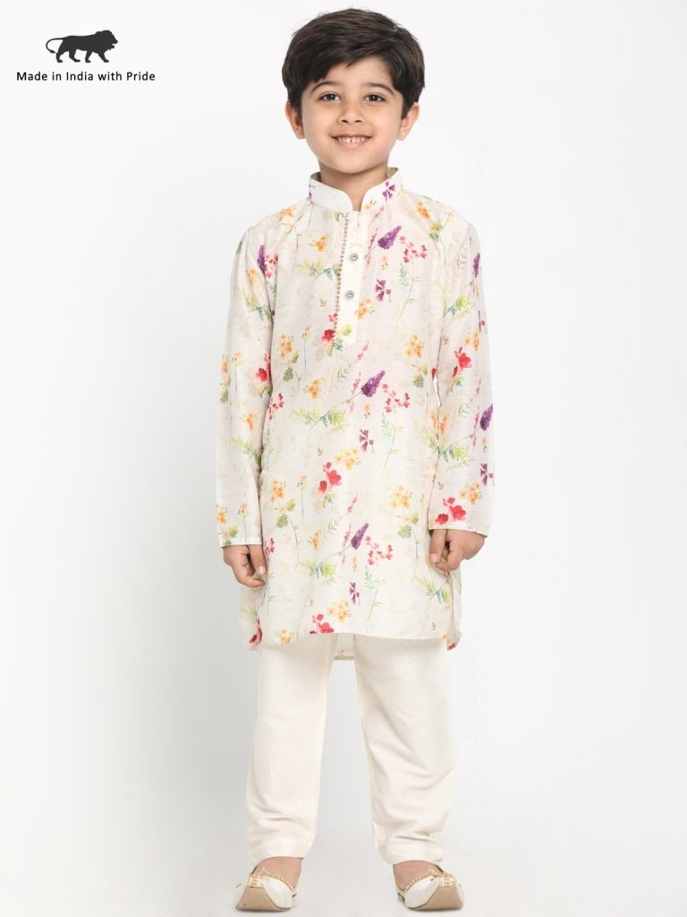 Cotton Blend Multi-Color Digital Printed Kurta Pyjama Set for Boys - JBN Creation