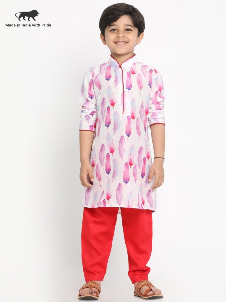 Cotton Silk Blend Digital Printed Kurta Pyjama Set for Boys - JBN Creation