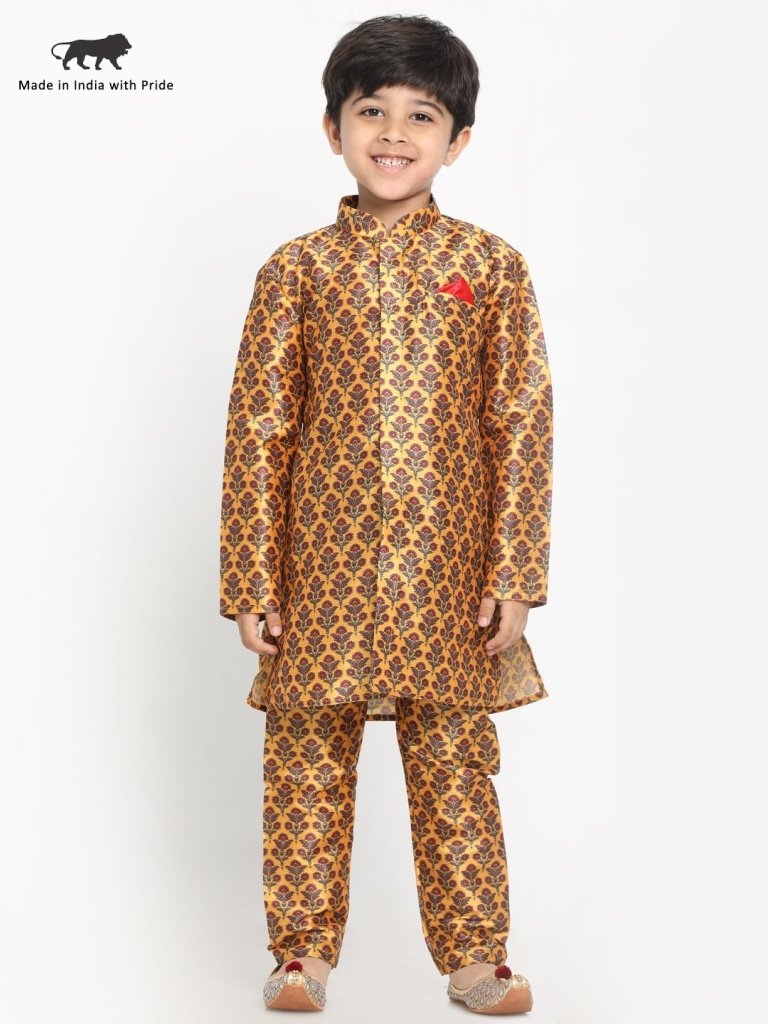 Cotton Silk Blend Digital Printed Kurta Pyjama Set for Boys - JBN Creation