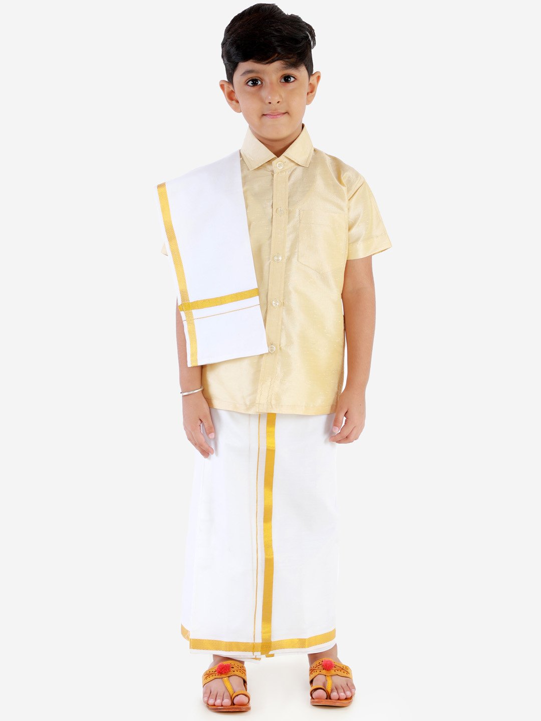 Silk Short Sleeves Veshti Sattai Set for Boys - JBN Creation