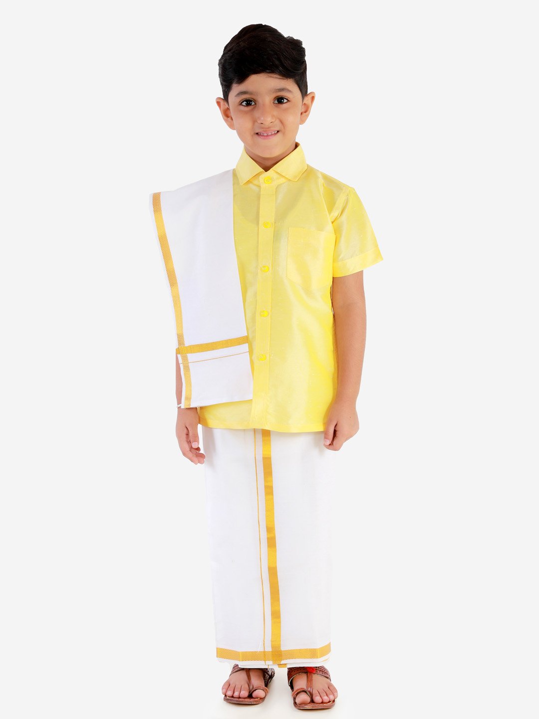 Silk Short Sleeves Veshti Sattai Set for Boys - JBN Creation