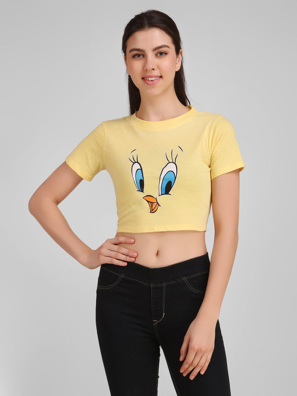 Women Yellow Crop Top - NOZ2TOZ - Indiakreations