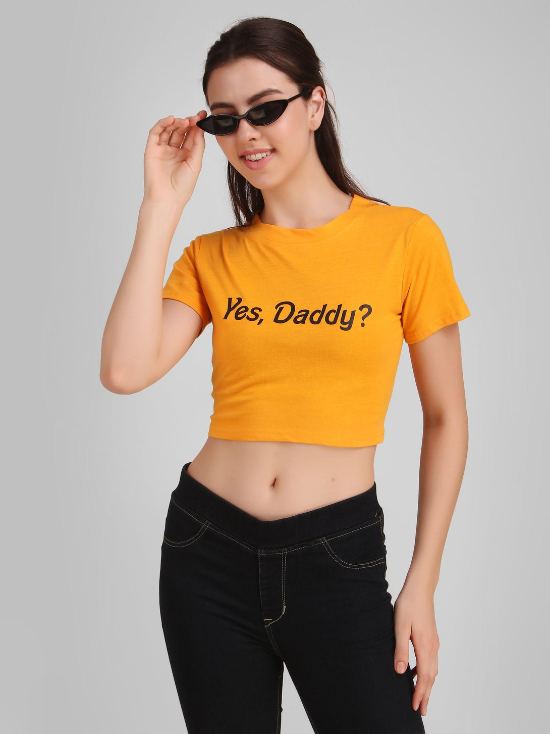 Women Mustard Crop Top - NOZ2TOZ - Indiakreations