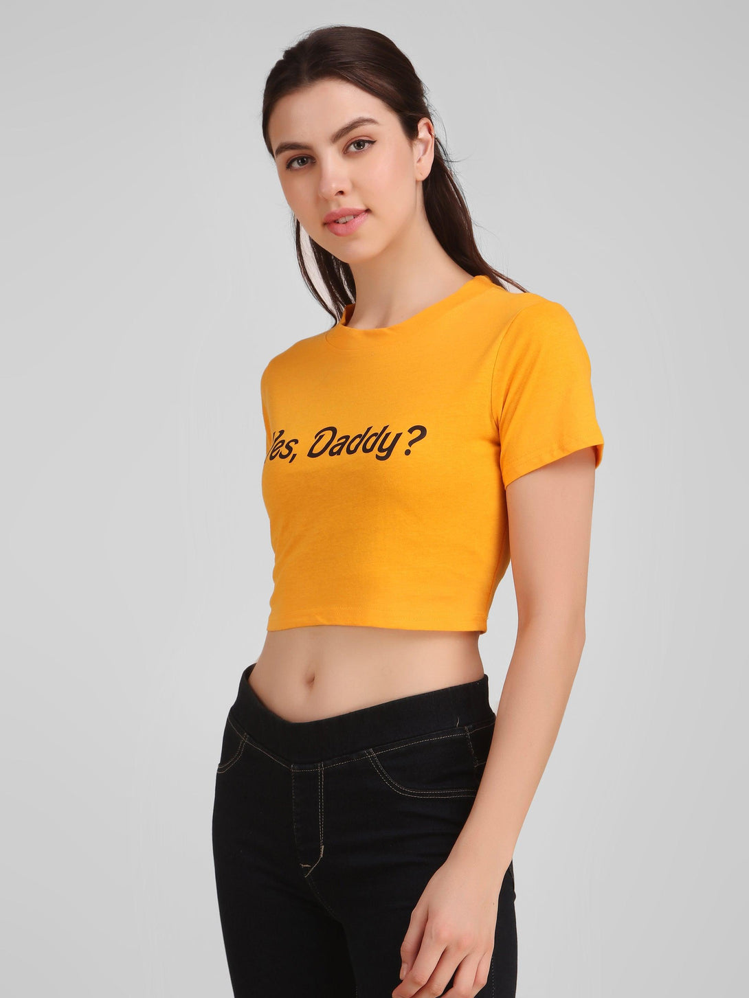 Women Mustard Crop Top - NOZ2TOZ - Indiakreations