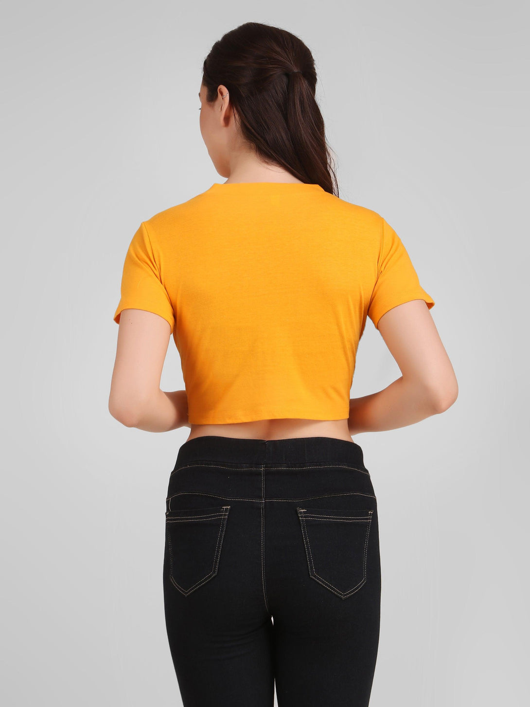 Women Mustard Crop Top - NOZ2TOZ - Indiakreations