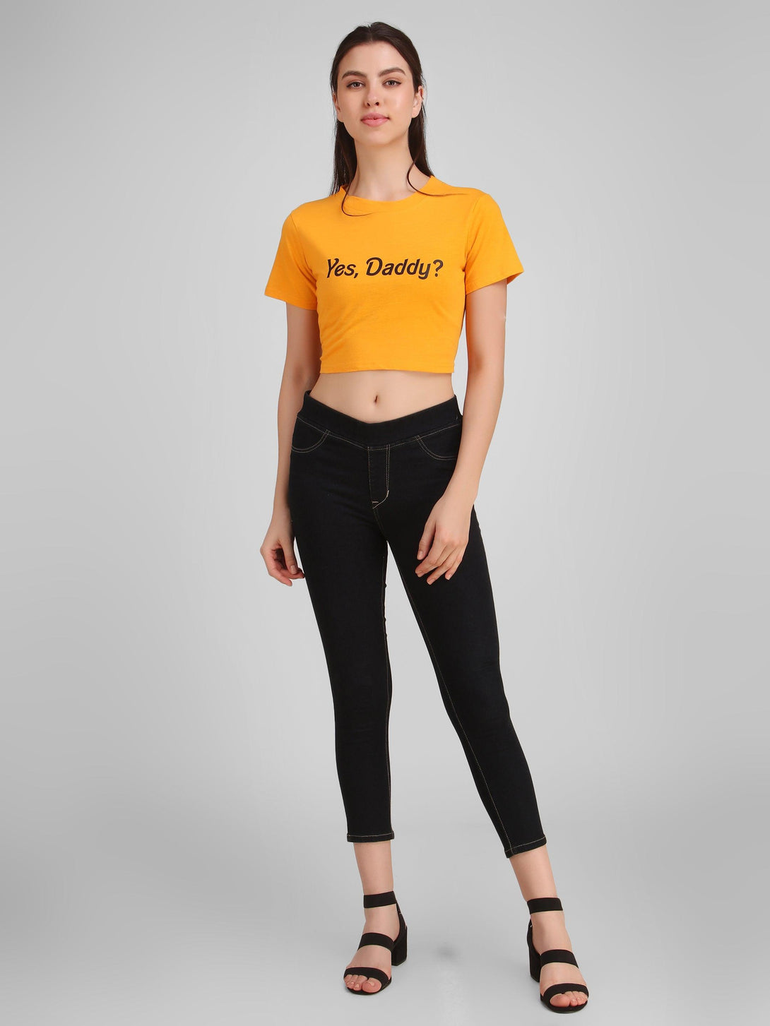 Women Mustard Crop Top - NOZ2TOZ - Indiakreations