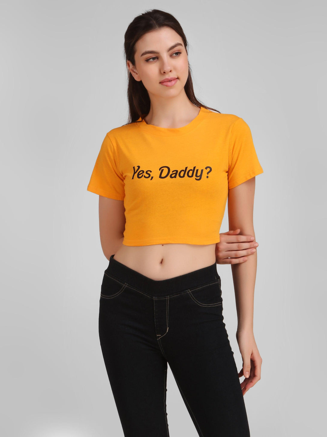 Women Mustard Crop Top - NOZ2TOZ - Indiakreations