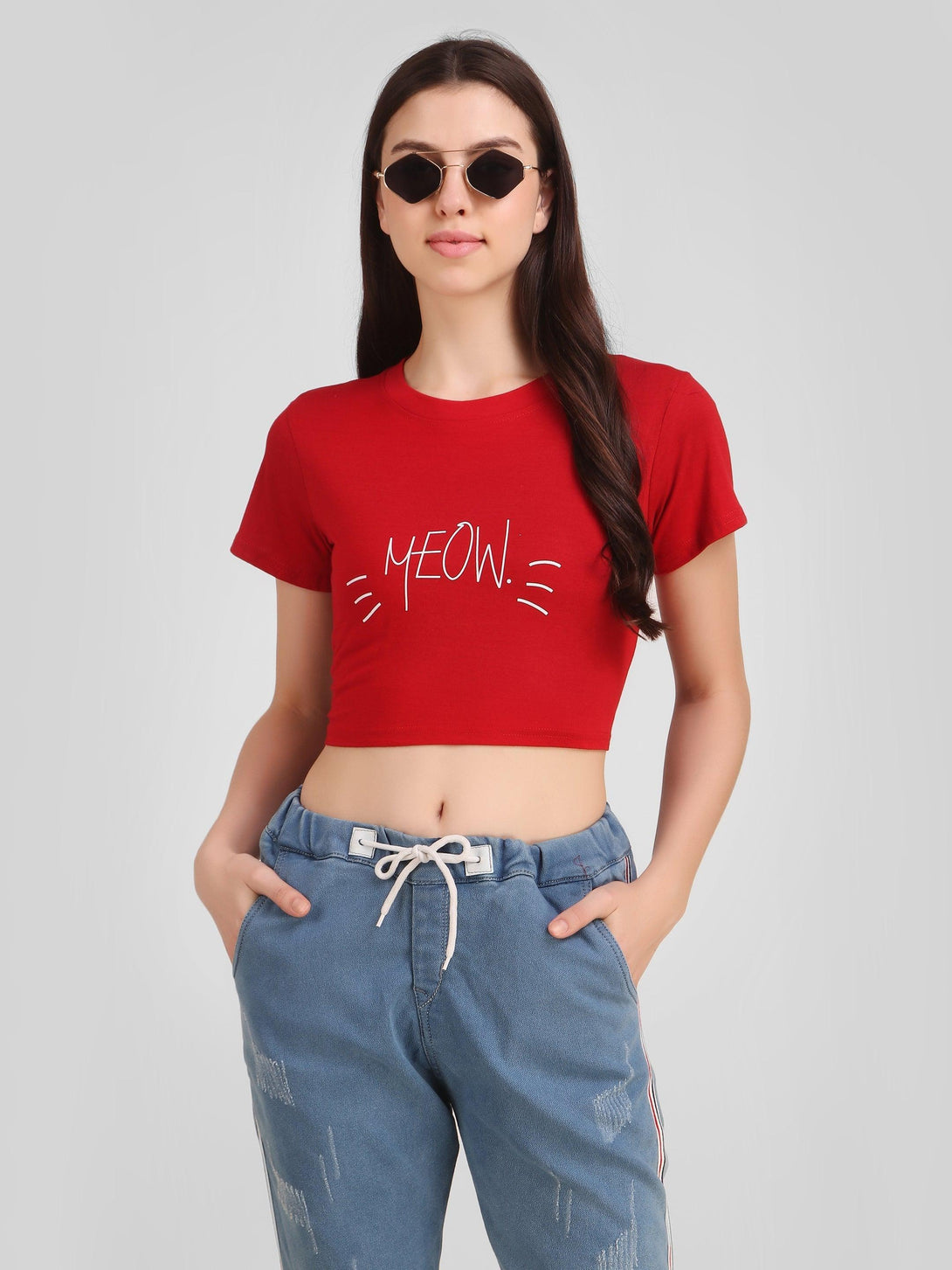 Women Red Crop Top - NOZ2TOZ - Indiakreations