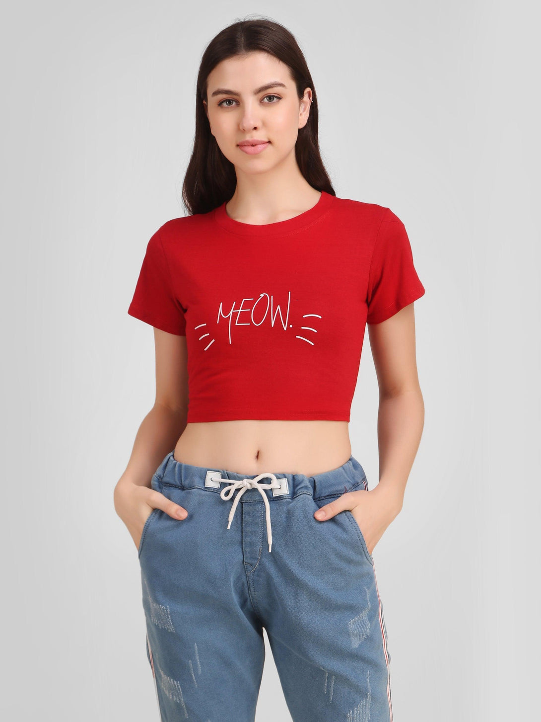 Women Red Crop Top - NOZ2TOZ - Indiakreations