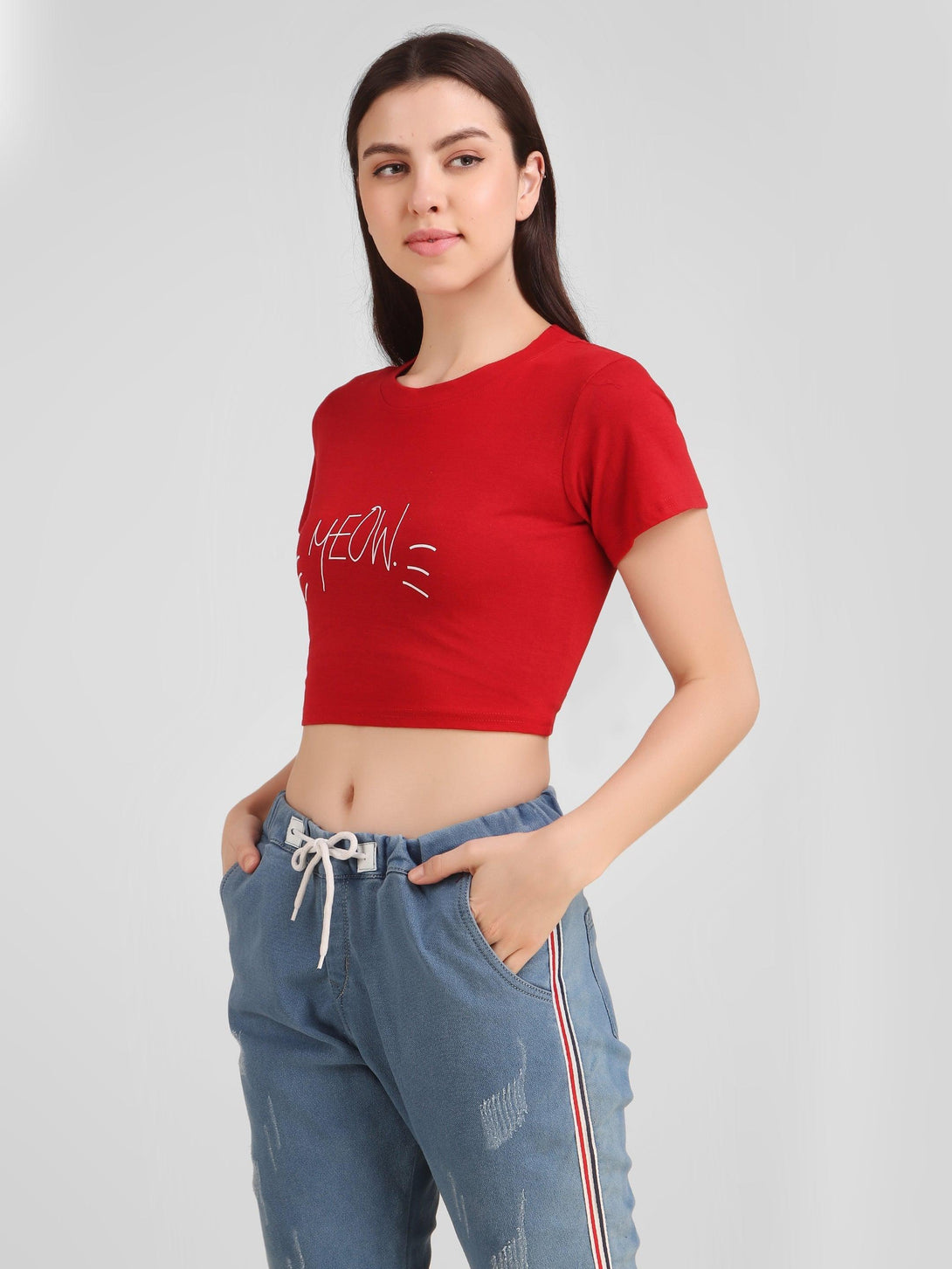 Women Red Crop Top - NOZ2TOZ - Indiakreations