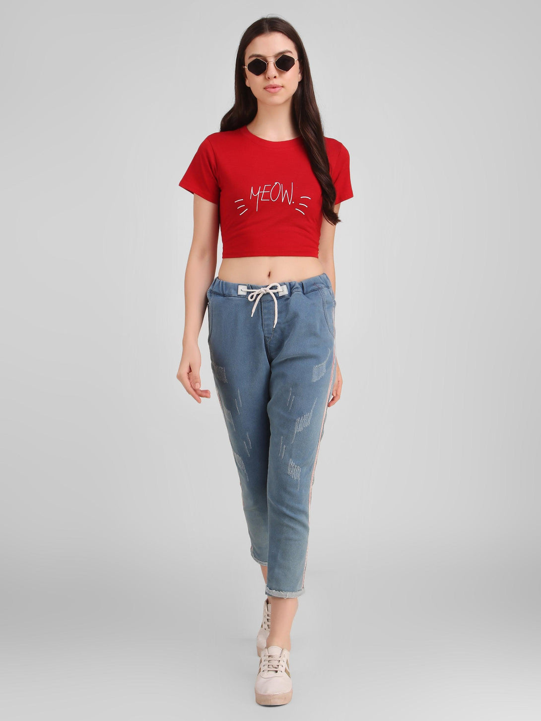 Women Red Crop Top - NOZ2TOZ - Indiakreations