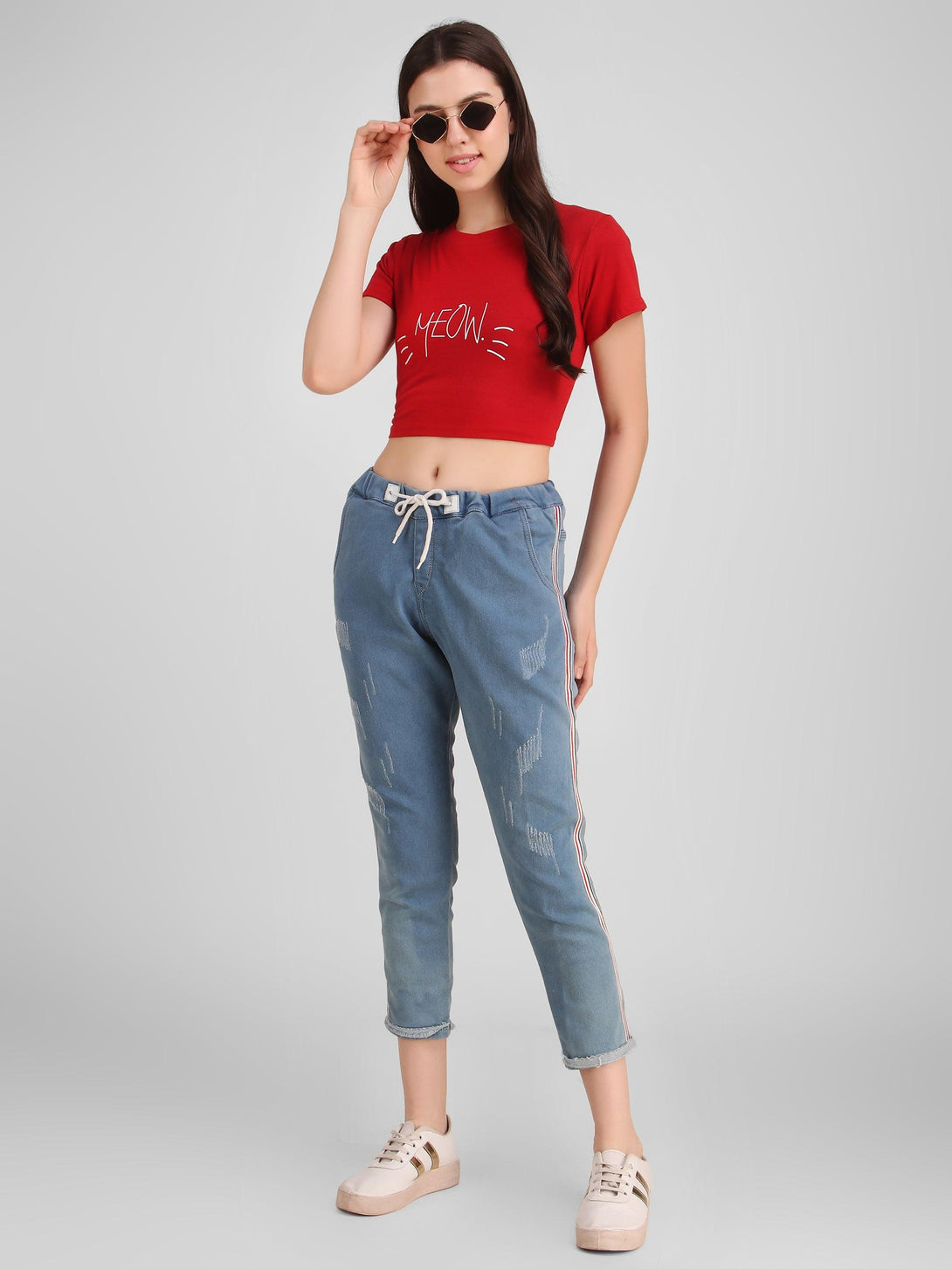 Women Red Crop Top - NOZ2TOZ - Indiakreations