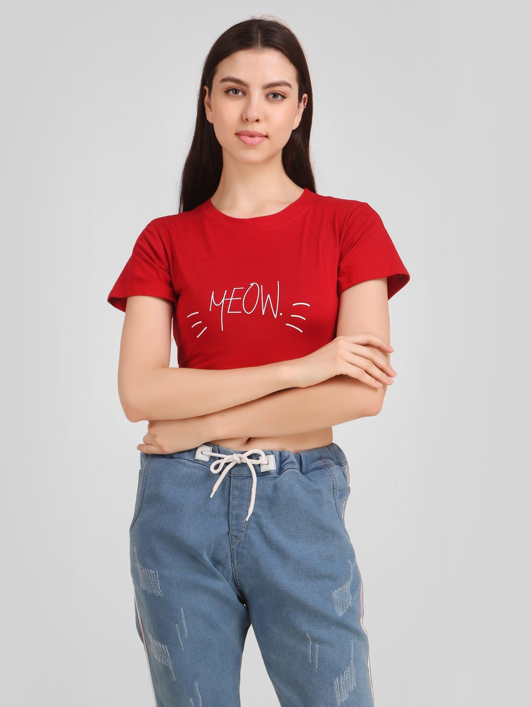 Women Red Crop Top - NOZ2TOZ - Indiakreations