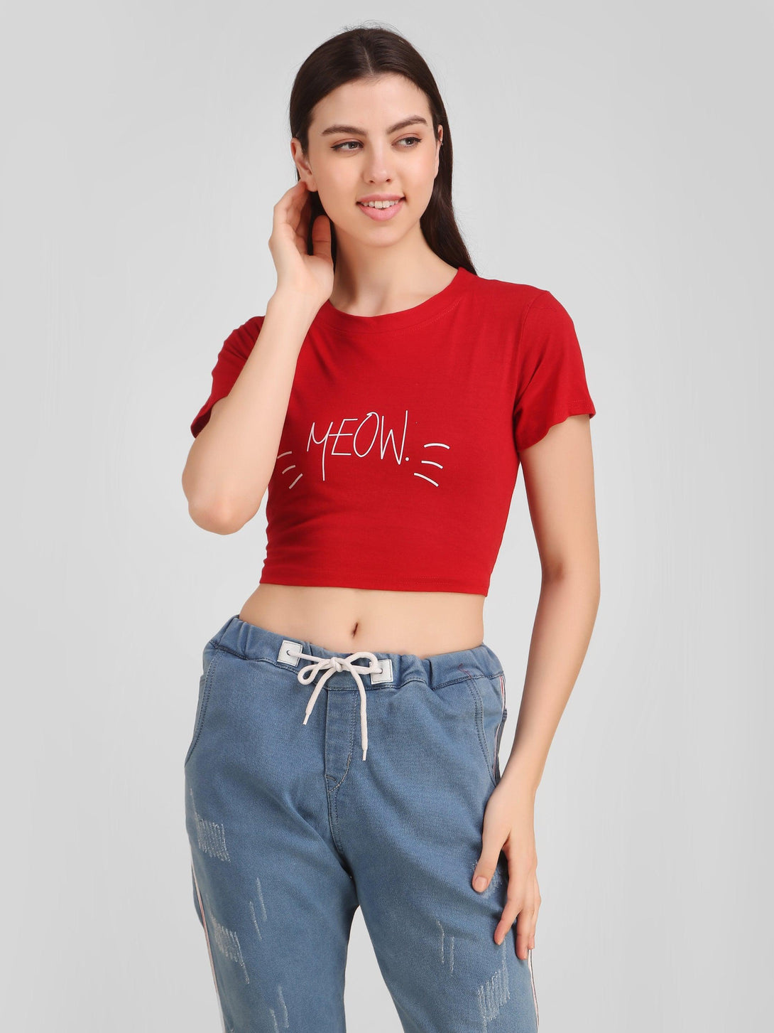 Women Red Crop Top - NOZ2TOZ - Indiakreations