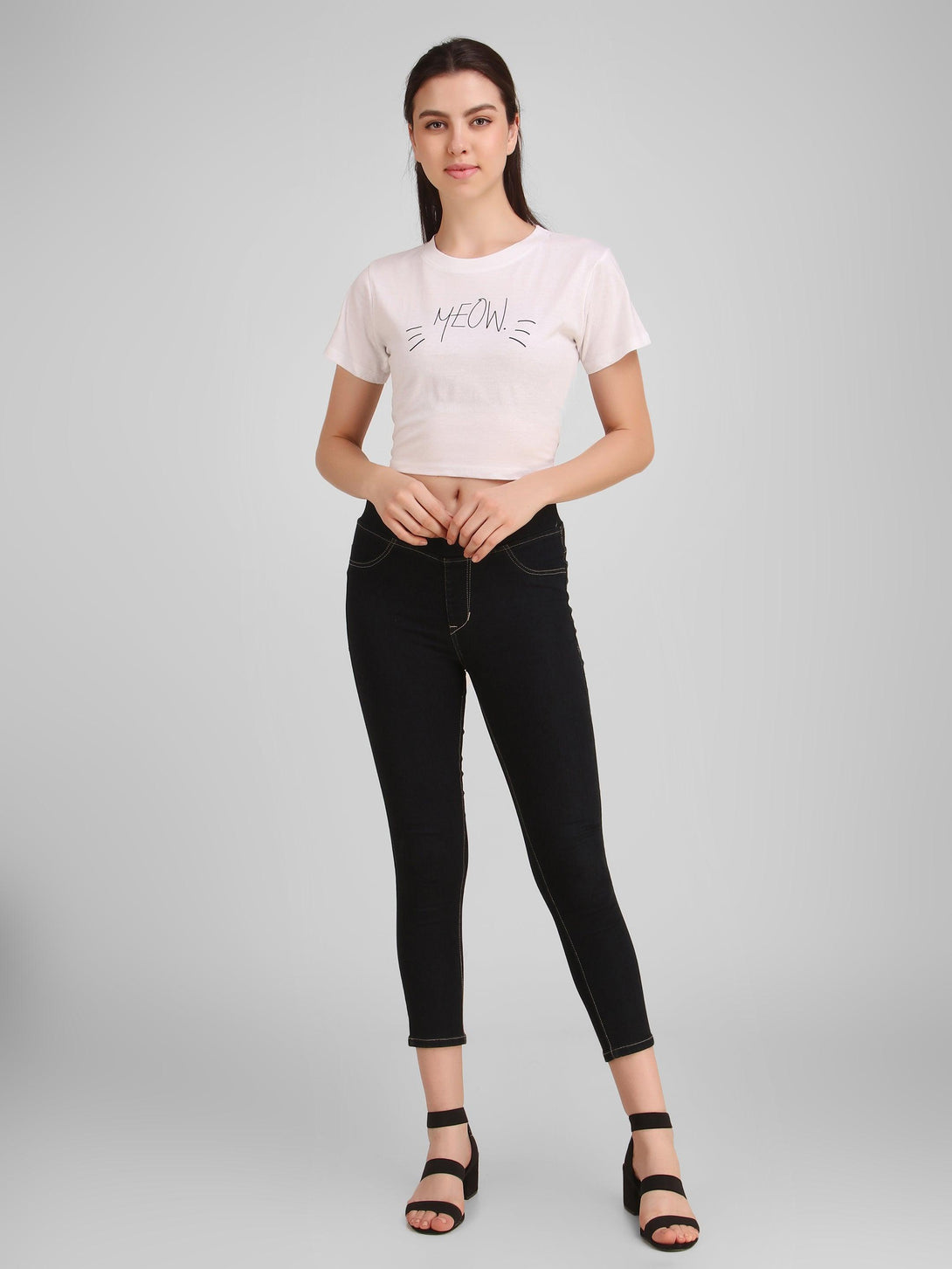 Women White Crop Top - NOZ2TOZ - Indiakreations