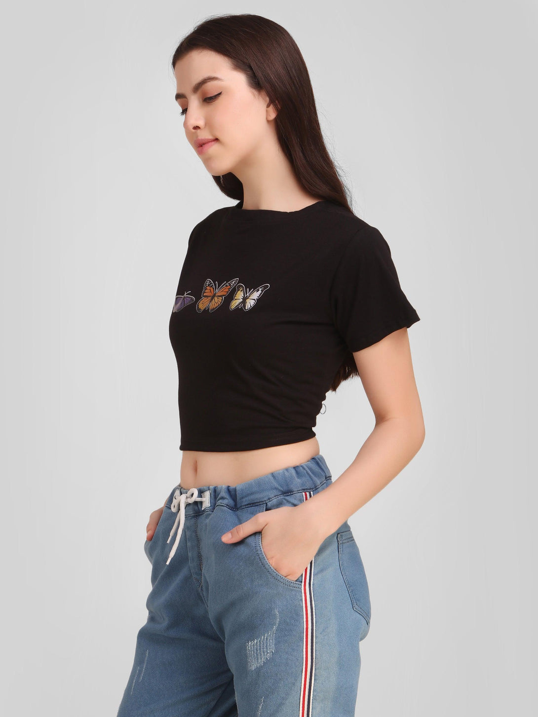 Women Black Crop Top - NOZ2TOZ - Indiakreations