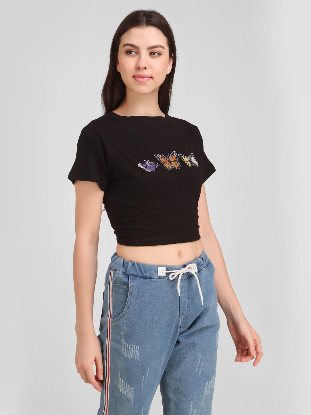 Women Black Crop Top - NOZ2TOZ - Indiakreations