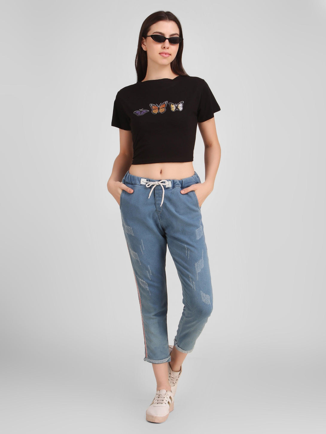 Women Black Crop Top - NOZ2TOZ - Indiakreations