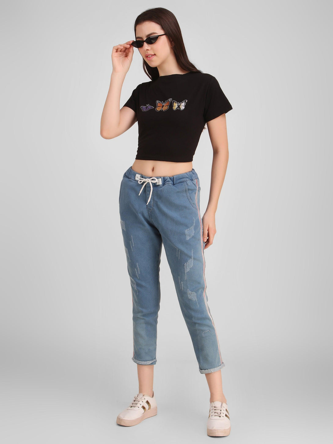 Women Black Crop Top - NOZ2TOZ - Indiakreations