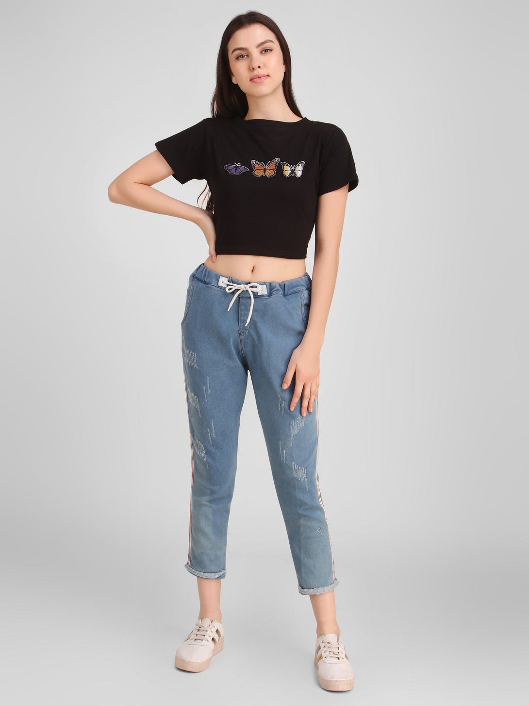 Women Black Crop Top - NOZ2TOZ - Indiakreations