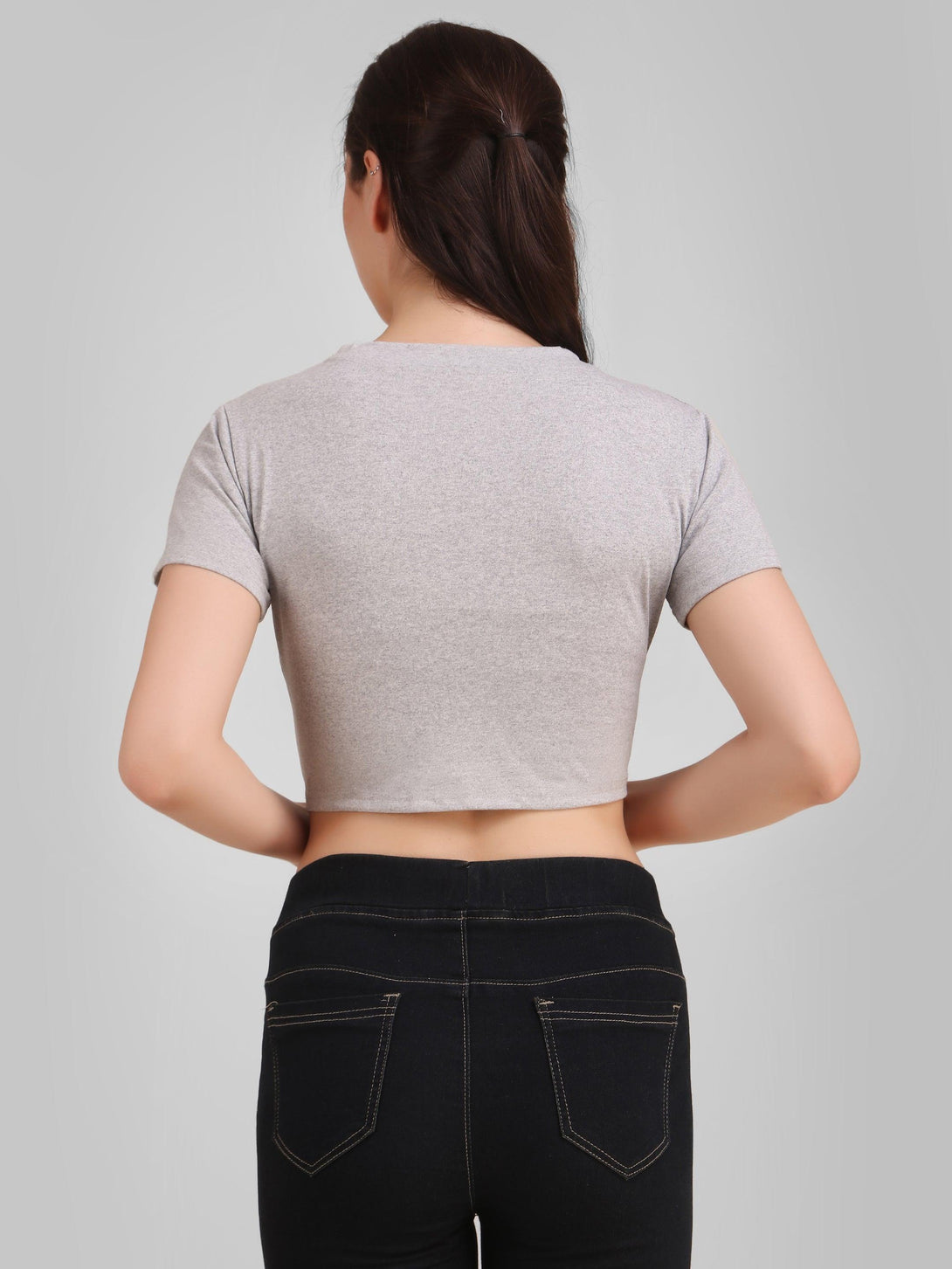 Women Grey Crop Top - NOZ2TOZ - Indiakreations