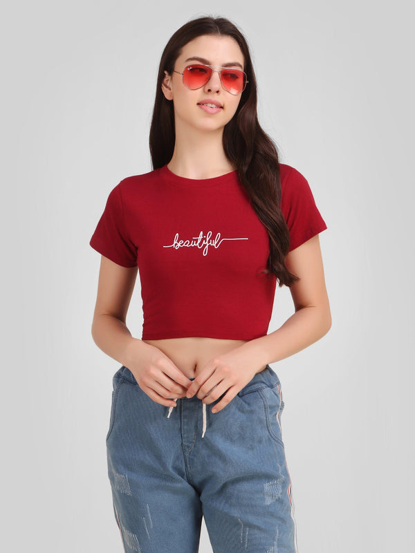 Women Maroon Crop Top - NOZ2TOZ - Indiakreations