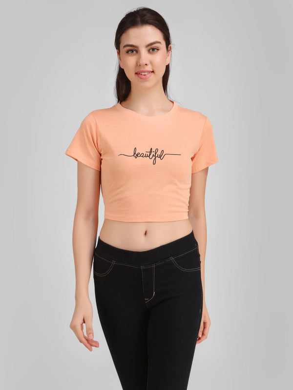 Women Peach Crop Top - NOZ2TOZ - Indiakreations