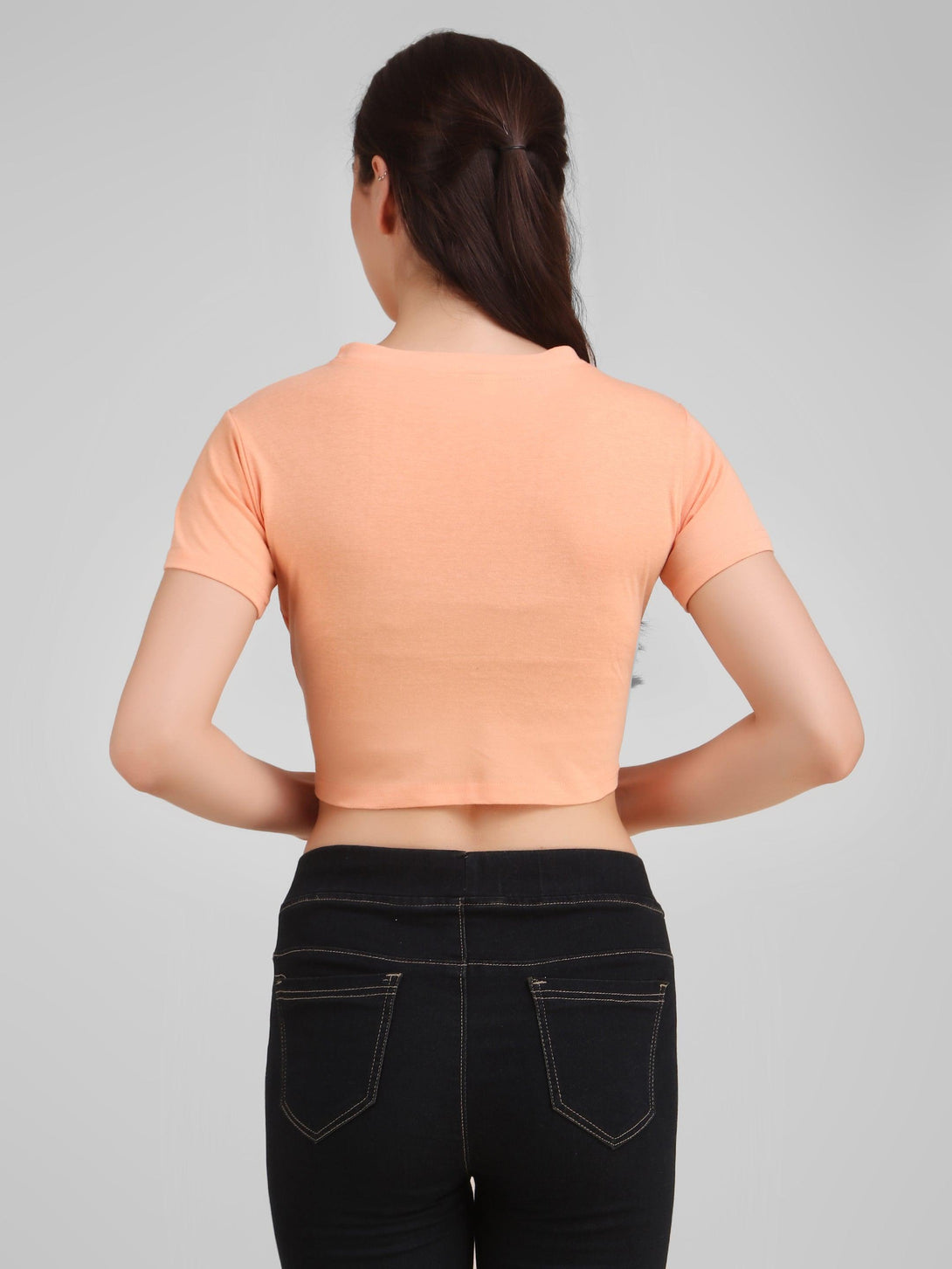 Women Peach Crop Top - NOZ2TOZ - Indiakreations