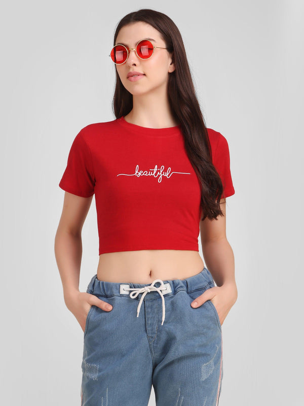 Women Red Crop Top - NOZ2TOZ - Indiakreations