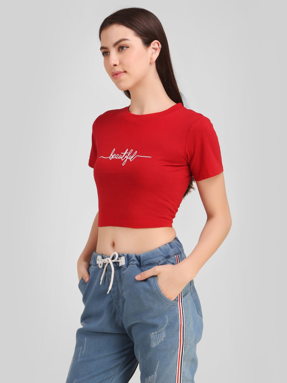 Women Red Crop Top - NOZ2TOZ - Indiakreations