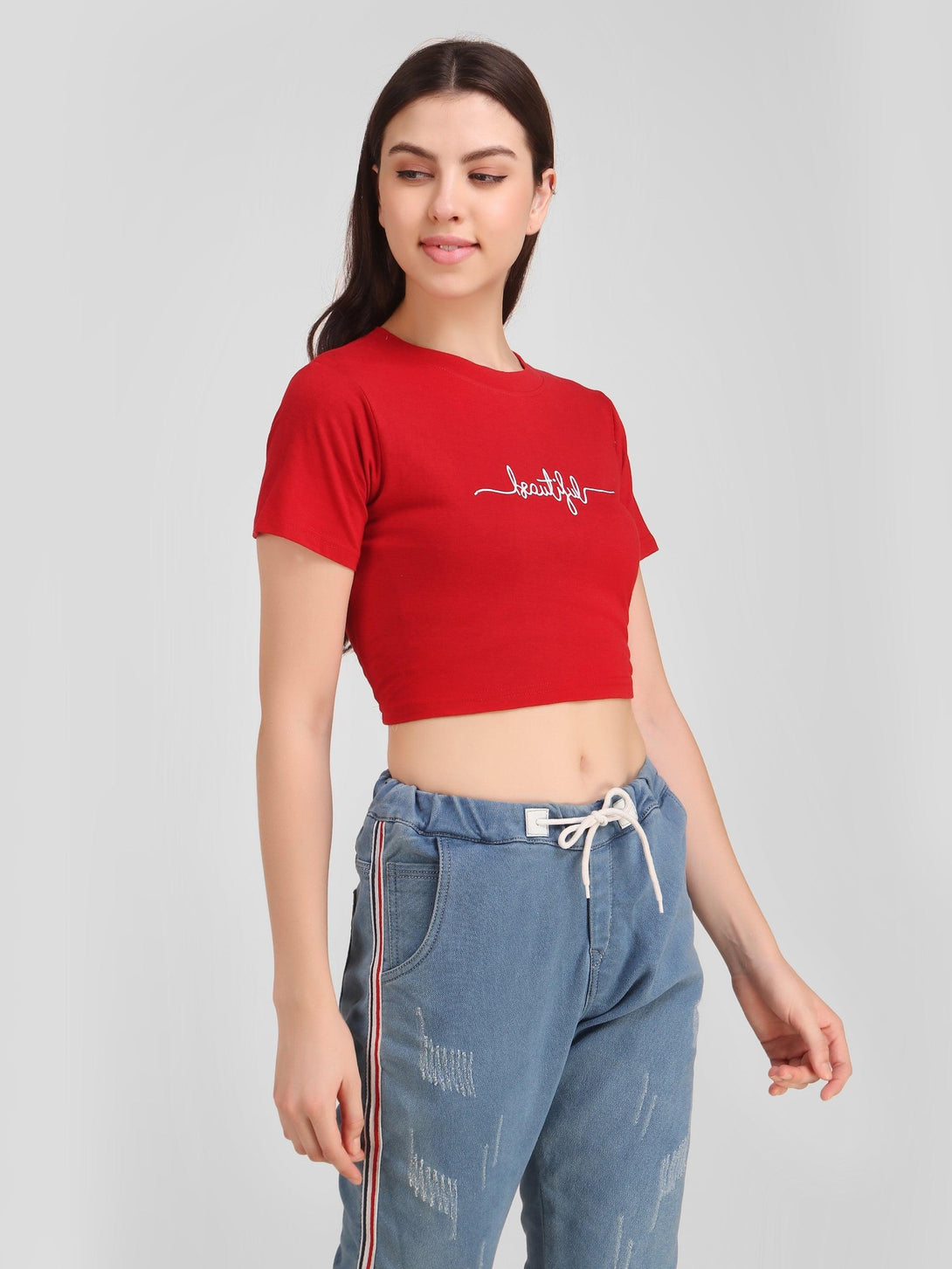 Women Red Crop Top - NOZ2TOZ - Indiakreations