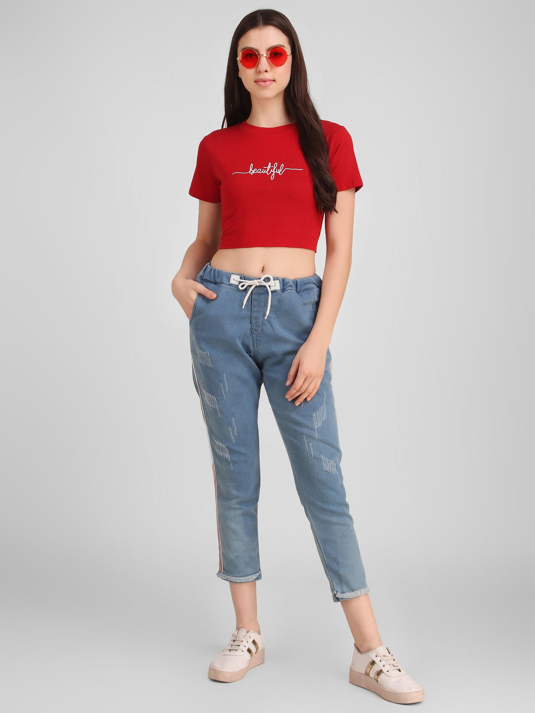 Women Red Crop Top - NOZ2TOZ - Indiakreations