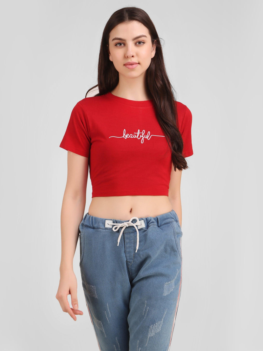 Women Red Crop Top - NOZ2TOZ - Indiakreations