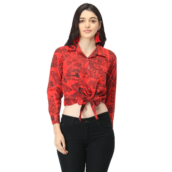 STYLISH PARTY WEAR RED KNOT TOP - NOZ2TOZ - Indiakreations