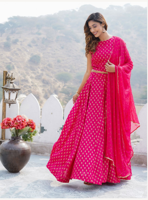 Women's Pink Viscose Rayon Kurta Set - Jaitpuriya Fashion