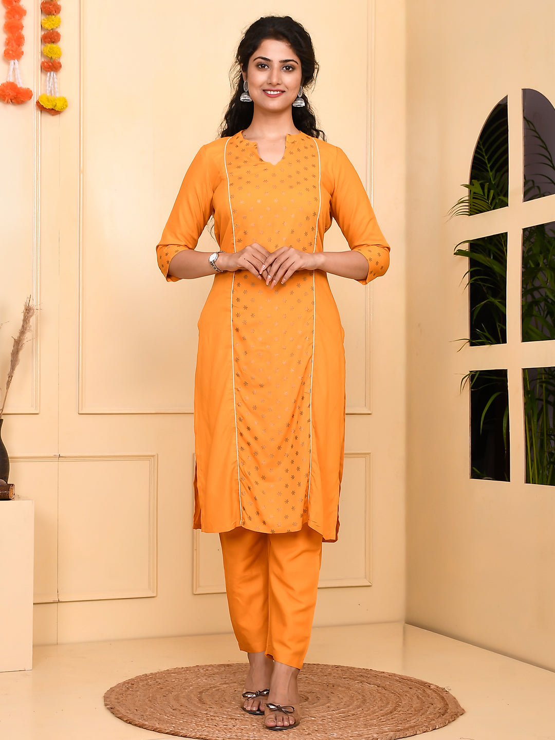 Women's Yellow Rayon Kurta - Jaitpuriya Fashion