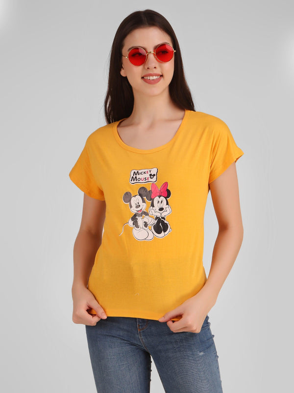 Women Mustard Mickey Top - NOZ2TOZ - Indiakreations