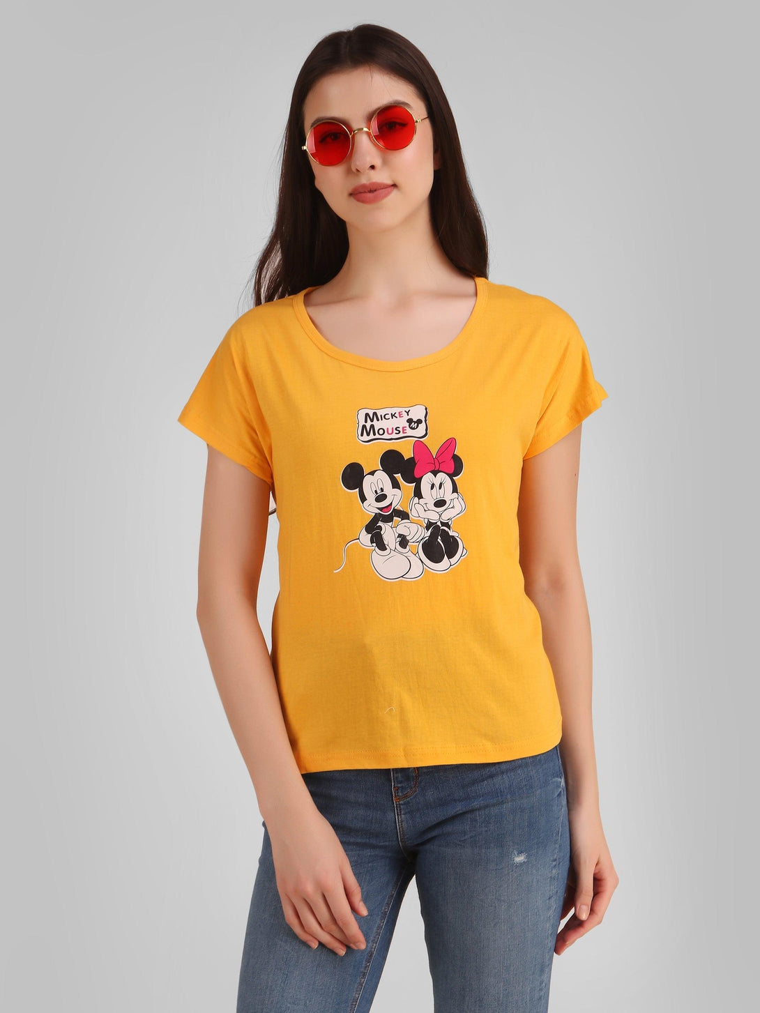 Women Mustard Mickey Top - NOZ2TOZ - Indiakreations