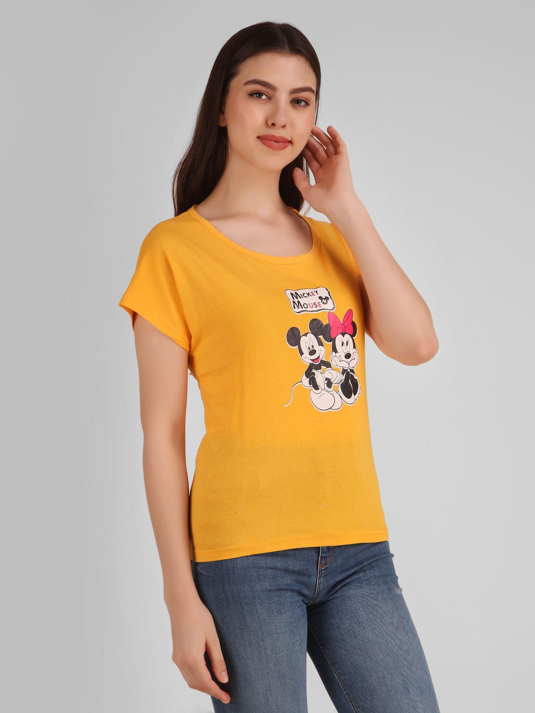 Women Mustard Mickey Top - NOZ2TOZ - Indiakreations