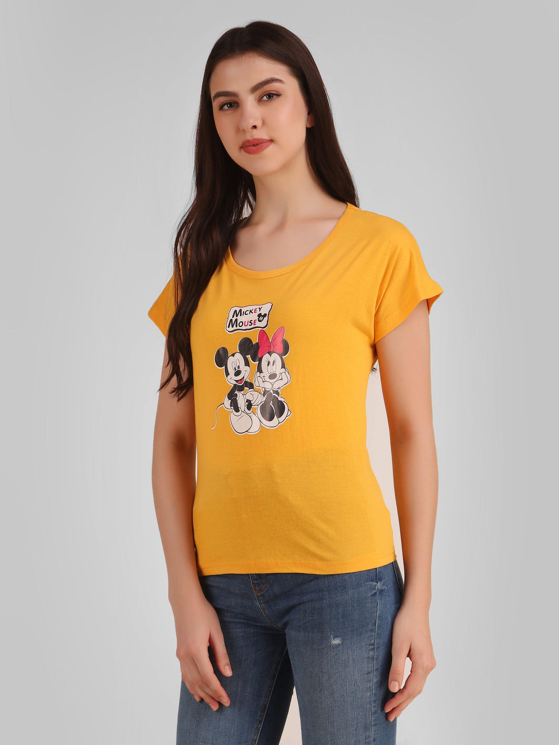 Women Mustard Mickey Top - NOZ2TOZ - Indiakreations