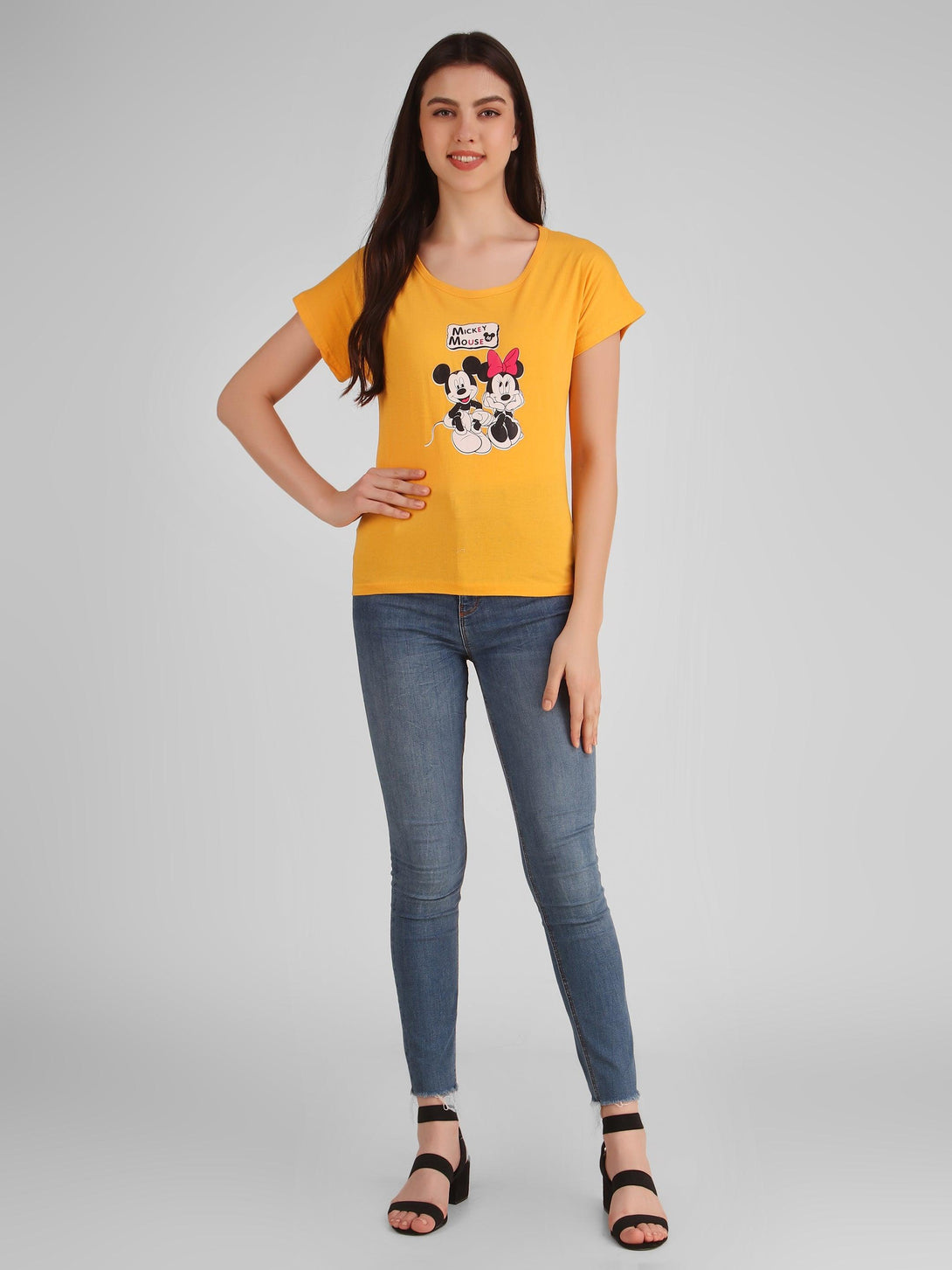 Women Mustard Mickey Top - NOZ2TOZ - Indiakreations