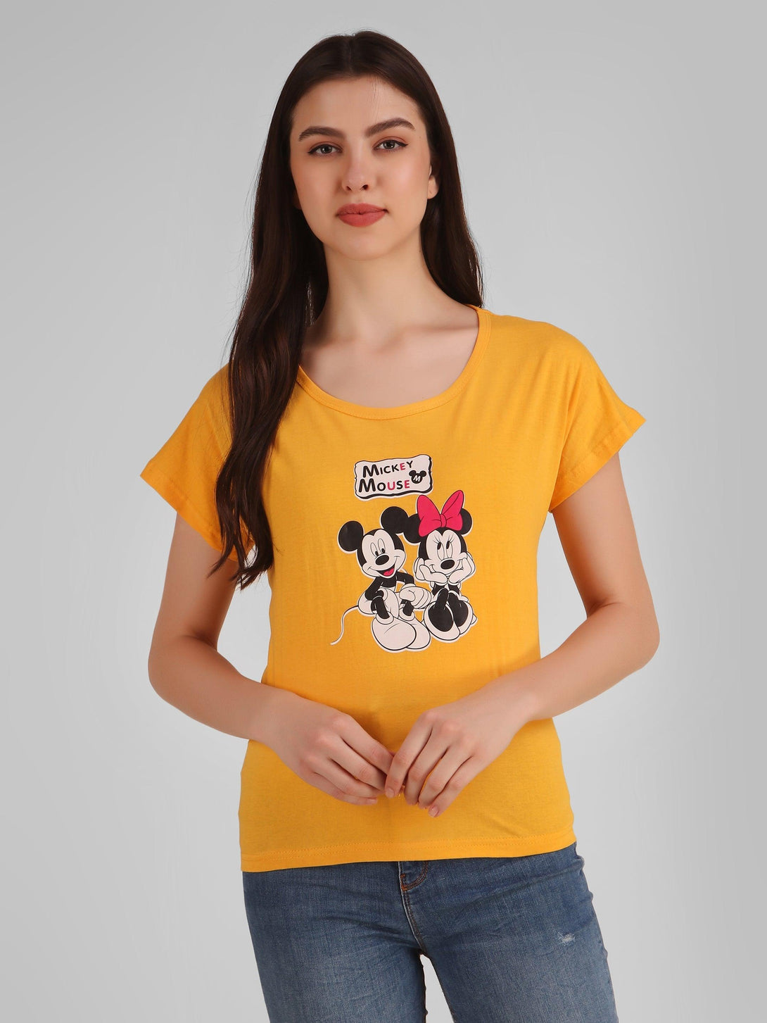 Women Mustard Mickey Top - NOZ2TOZ - Indiakreations