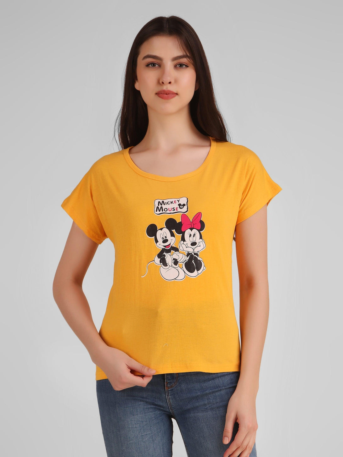 Women Mustard Mickey Top - NOZ2TOZ - Indiakreations