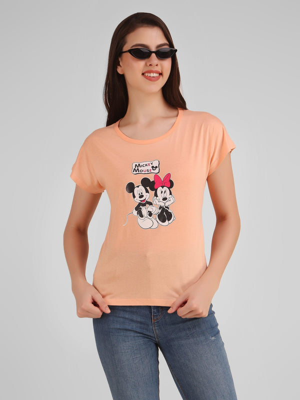 Women Peach Mickey Top - NOZ2TOZ - Indiakreations