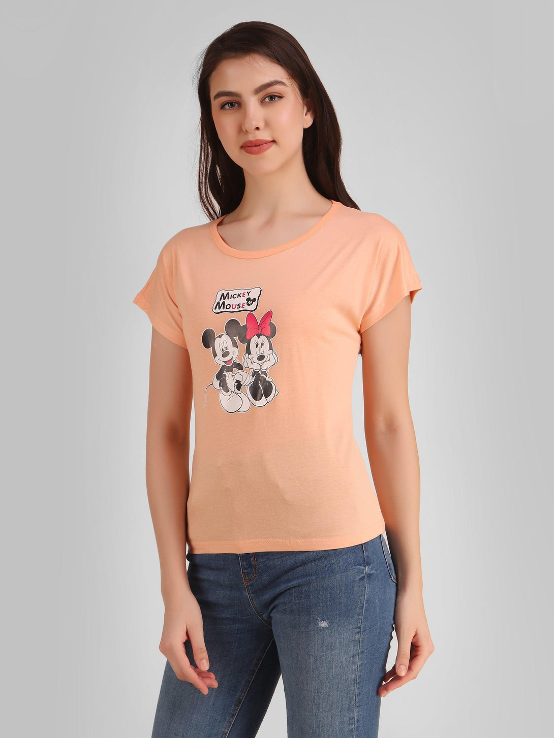 Women Peach Mickey Top - NOZ2TOZ - Indiakreations