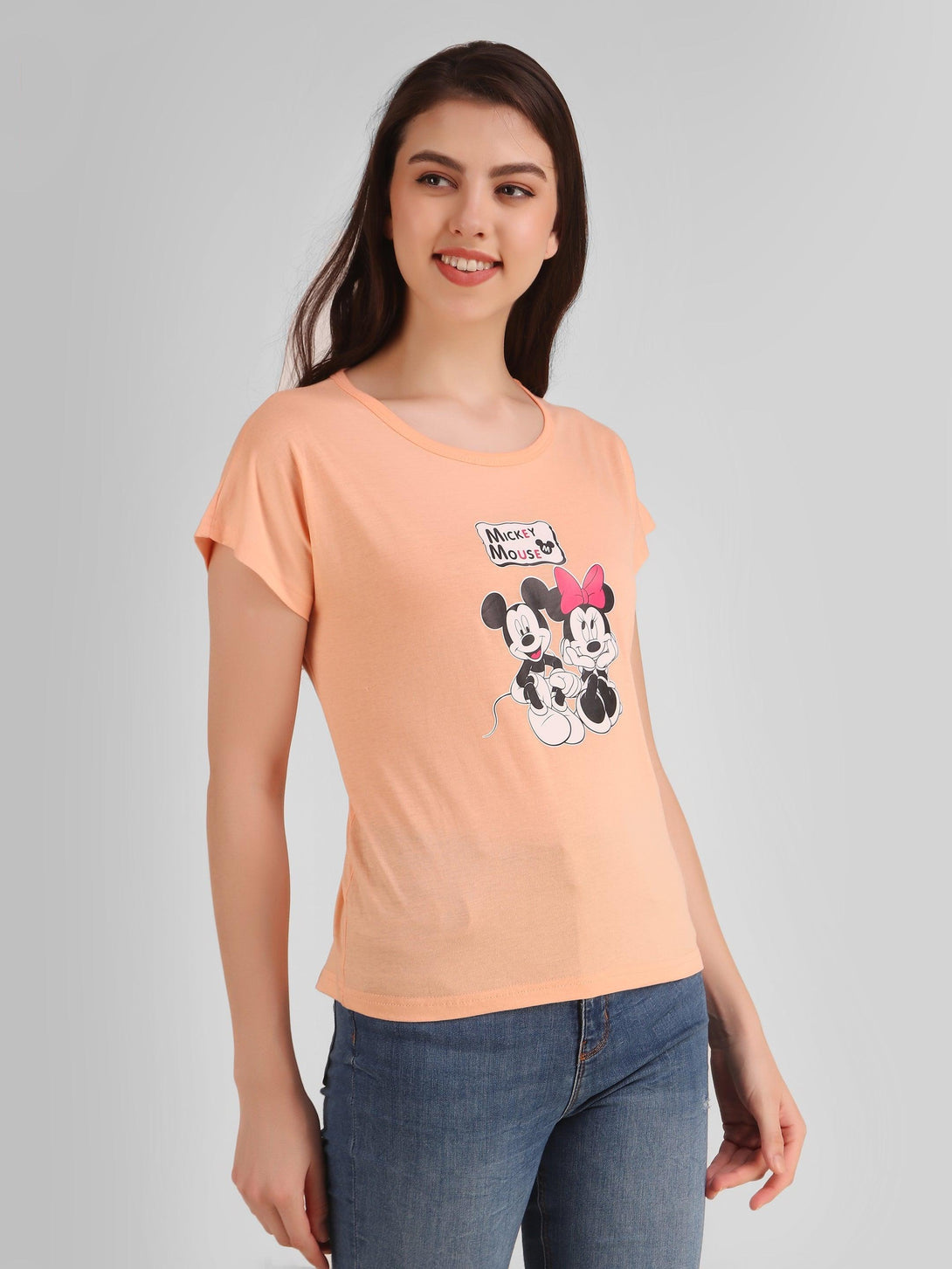 Women Peach Mickey Top - NOZ2TOZ - Indiakreations