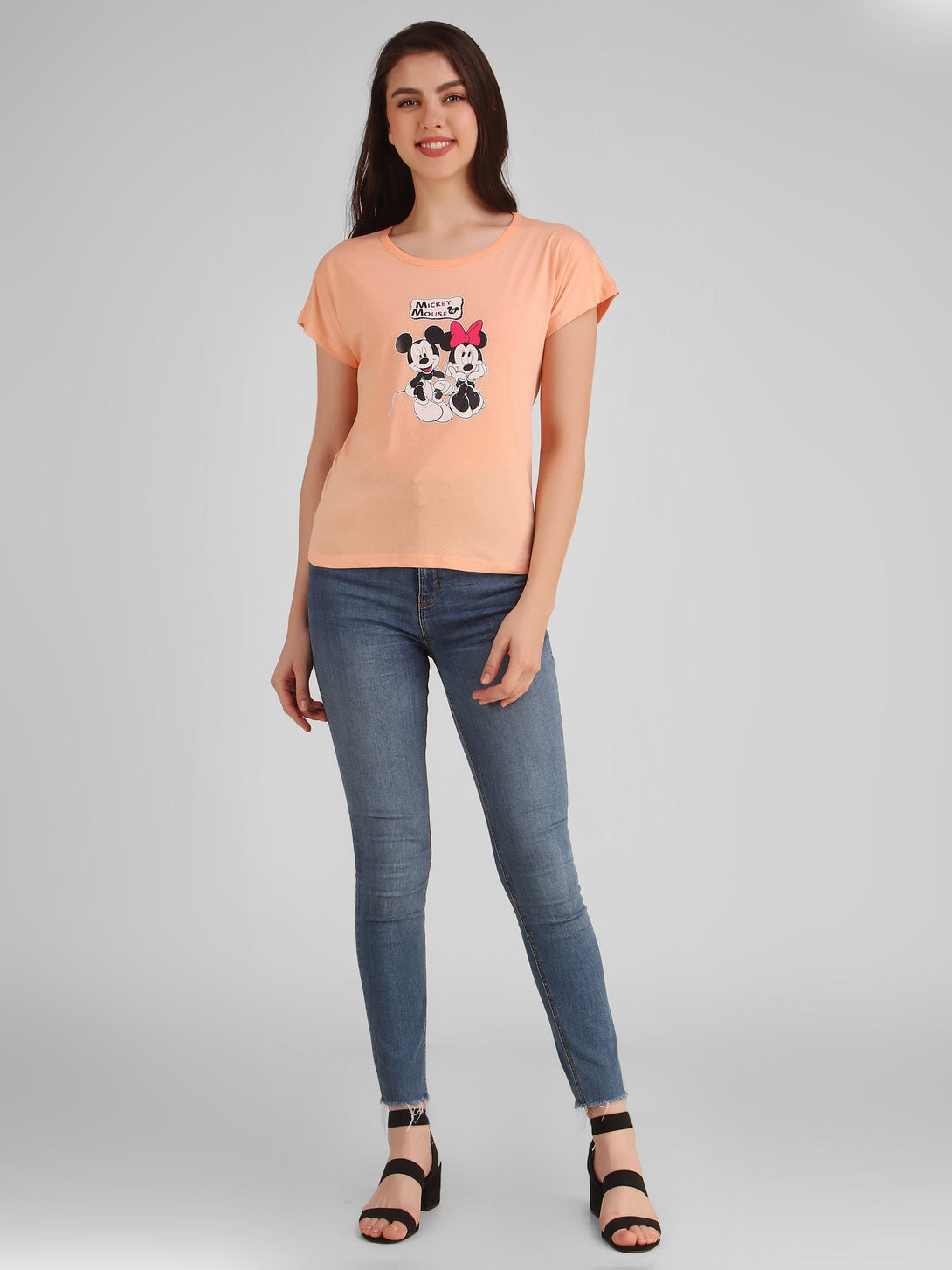 Women Peach Mickey Top - NOZ2TOZ - Indiakreations