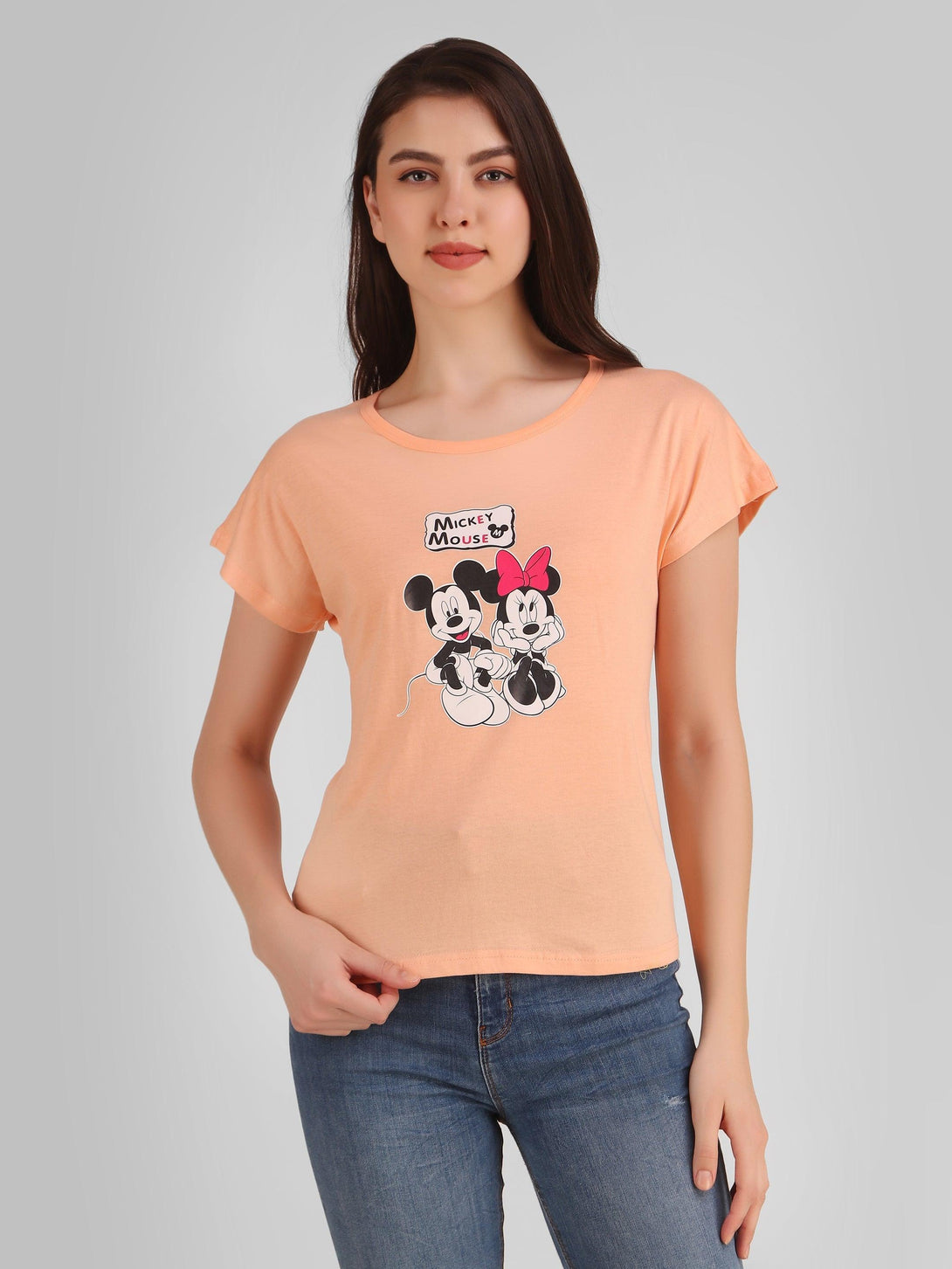 Women Peach Mickey Top - NOZ2TOZ - Indiakreations